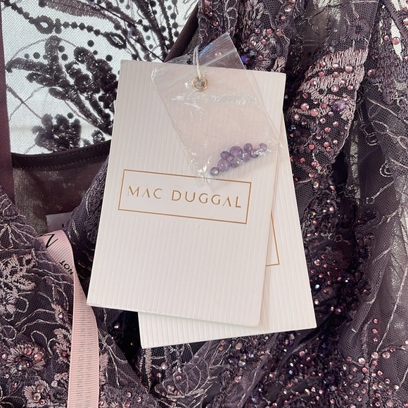 Mac Duggal - Aubergine Embellished Wrap Over 3/4 Sleeve Dress Size 18 - Picture 16 of 17